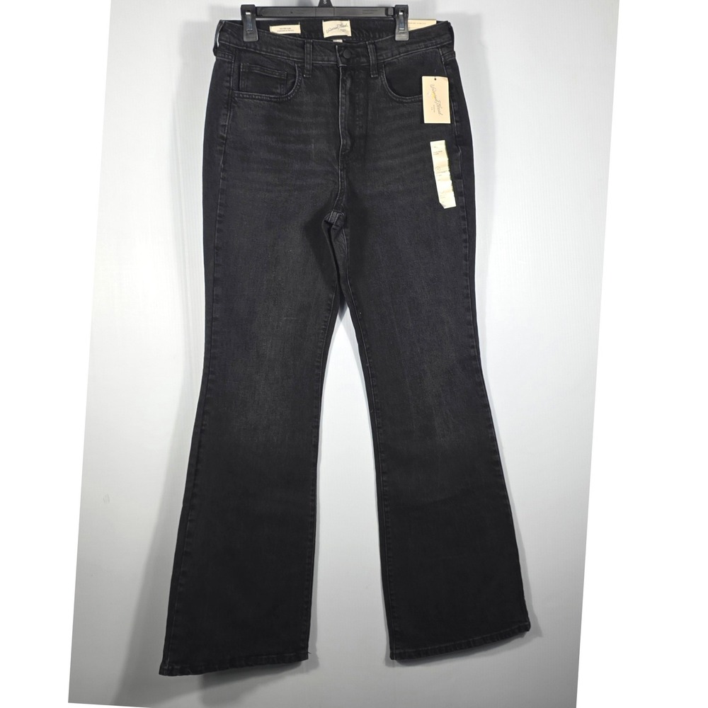 Universal Thread High Rise Flare Jeans Black Comfort Stretch 12 Long NWT